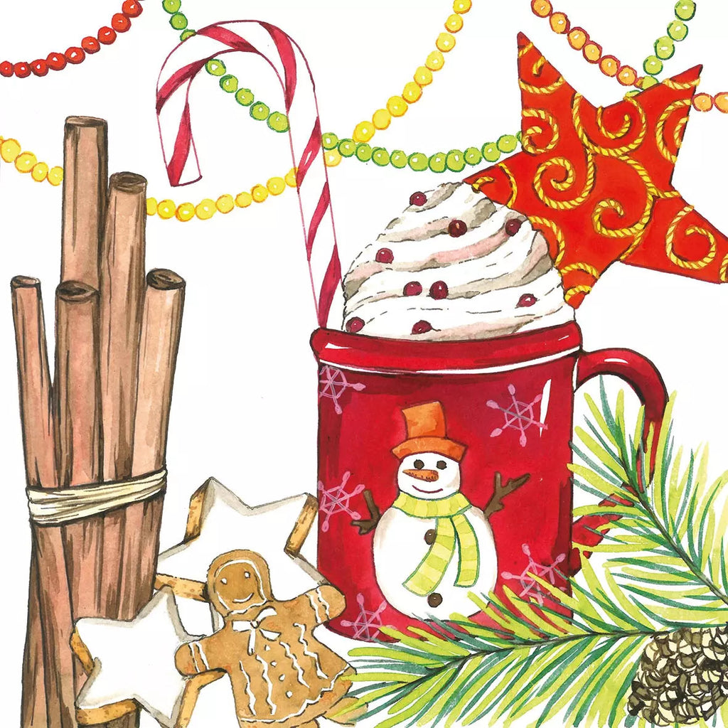 These Christmas Winter Punch Hot Chocolate Decoupage Paper Napkins are of exceptional quality. 3 ply. Imported from Europe. Ideal for Decoupage Crafting, DIY craft projects, Scrapbooking