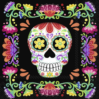 These No Vida Cantina Halloween Skull Decoupage Paper Napkins are of exceptional quality. 3 ply. Imported from Europe. Ideal for Decoupage Crafting, DIY craft projects, Scrapbooking