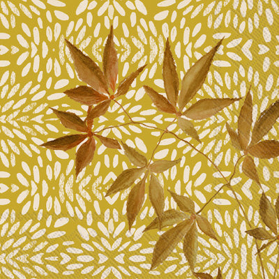 These Babette gold leaves European Decoupage Paper Napkins are of exceptional quality. 3 ply. Ideal Decoupage Paper for Scrapbooking, Mixed Media Art,