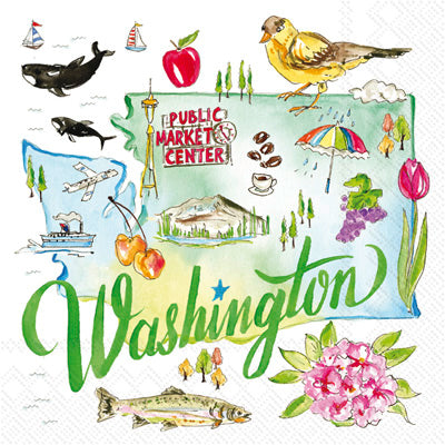 These Washington State themed European Decoupage Paper Napkins are of exceptional quality. 3 ply. Ideal Decoupage Paper for Scrapbooking, Mixed Media Art