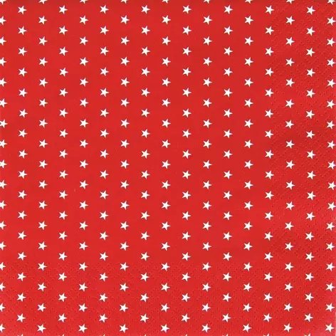 These Mini white Stars on Red background European Decoupage Paper Napkins are of exceptional quality. 3 ply. Ideal Decoupage Paper for Scrapbooking