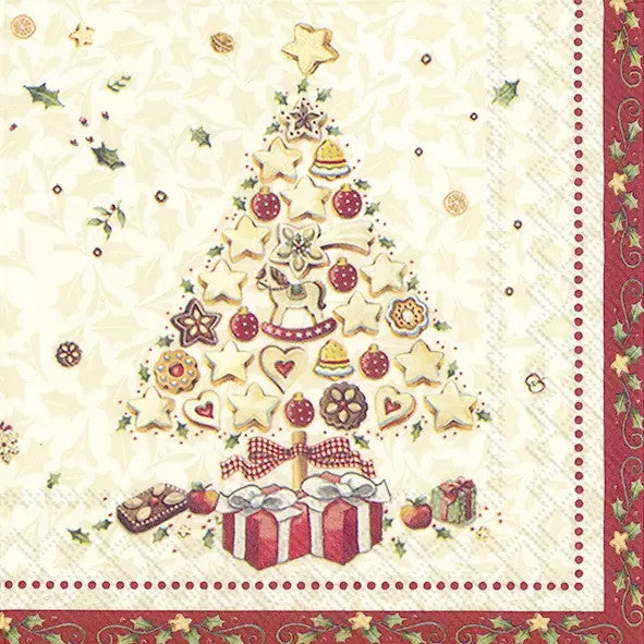 These Christmas Bakery Tree European Decoupage Paper Napkins are of exceptional quality. 3 ply. Ideal Decoupage Paper for Scrapbooking