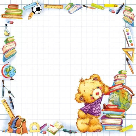These back to school bear European Decoupage Paper Napkins are of exceptional quality. 3 ply. Ideal Decoupage Paper for Scrapbooking, Mixed Media Art