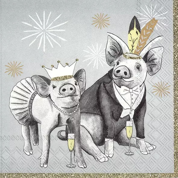 These Party Pigs on Grey background European Decoupage Paper Napkins are of exceptional quality. 3 ply. Ideal Decoupage Paper for Scrapbooking