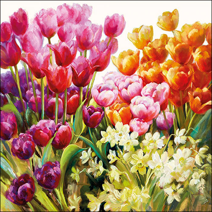 These pink and orange floral Tulips European Decoupage Paper Napkins are of exceptional quality. 3 ply. Ideal Decoupage craft paper for Scrapbooking