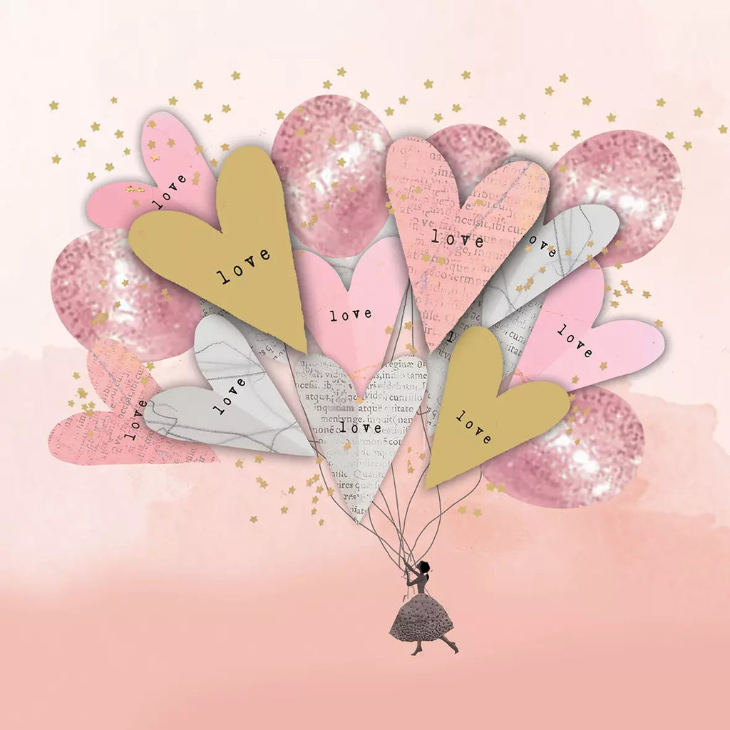 These pink  and gold My Love balloon hearts European Decoupage Paper Napkins are of exceptional quality. 3 ply. Ideal Decoupage craft paper for Scrapbooking
