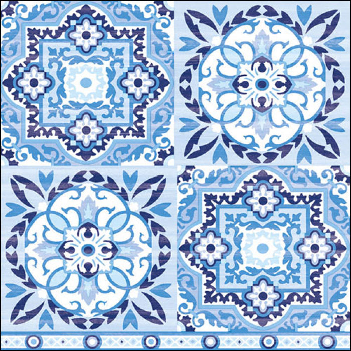 These blue tiles European Decoupage Paper Napkins are of exceptional quality. 3 ply. Ideal Decoupage craft paper for Scrapbooking