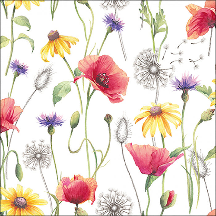 These Poppy Meadow European Decoupage Paper Napkins are of exceptional quality. 3 ply. Ideal Decoupage craft paper for Scrapbooking