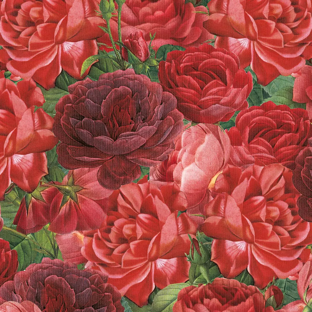 These PPD red rose floral Rose Rosse European Decoupage Paper Napkins are of exceptional quality. 3 ply. Ideal Decoupage craft paper