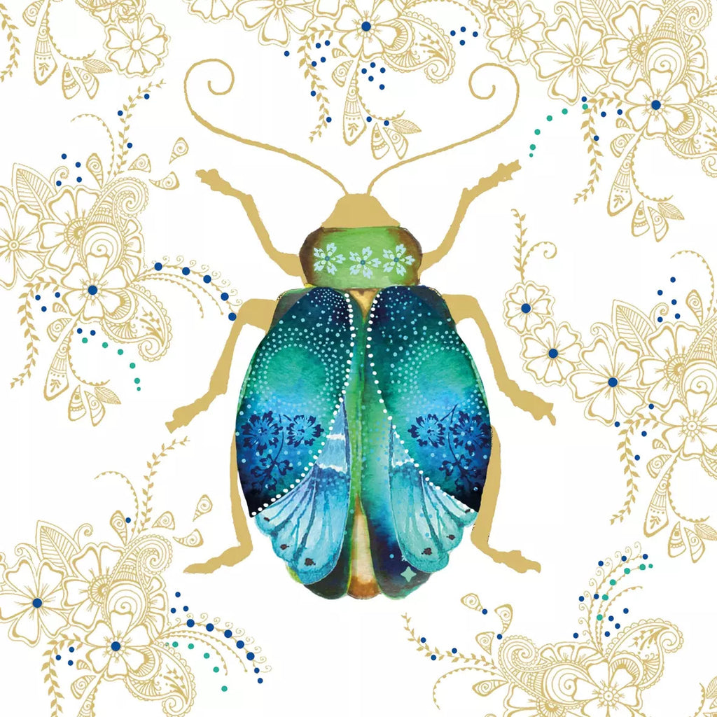Scarab blue green European Decoupage Paper Napkins of exceptional quality. 3 ply. Ideal Decoupage Paper for Collage, Scrapbooking, Mixed Media