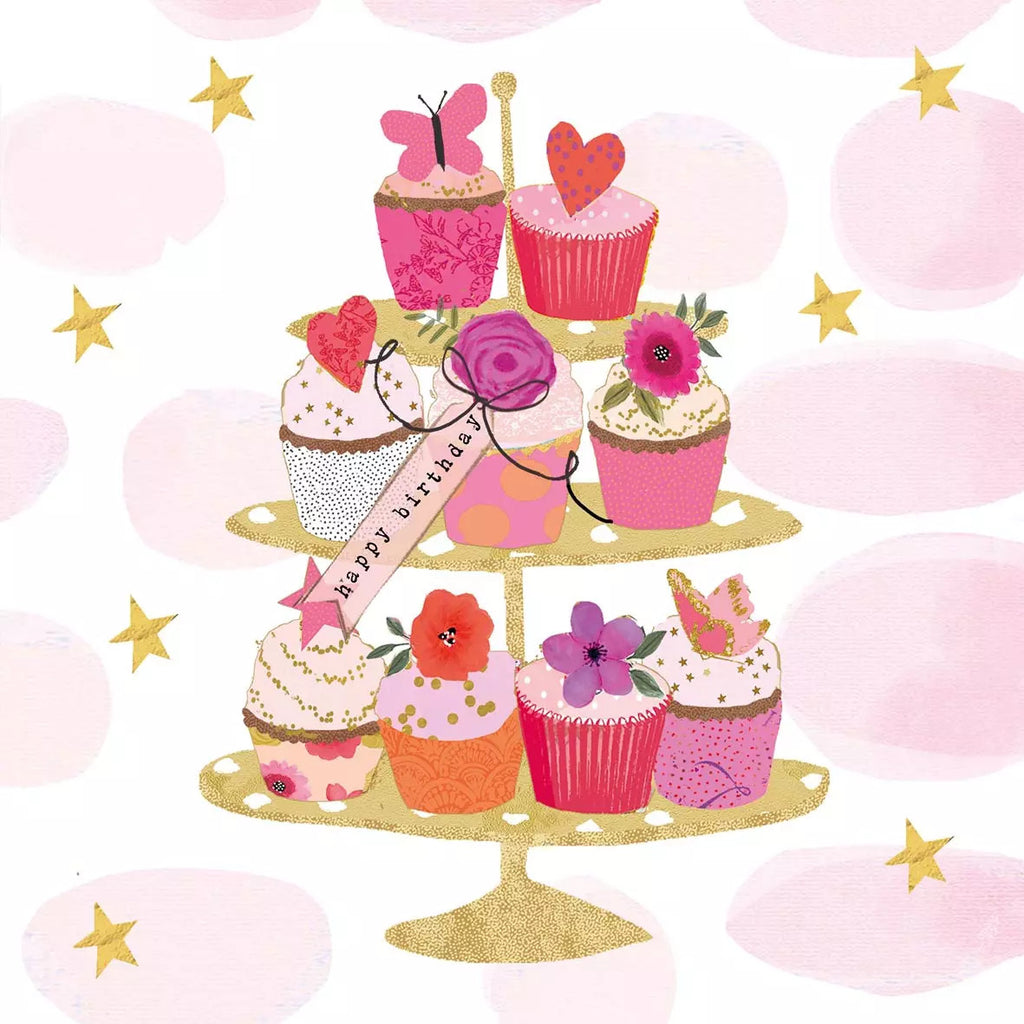 Happy Cupcakes European Decoupage Paper Napkins of exceptional quality. 3 ply. Ideal Decoupage Paper for Collage, Scrapbooking, Mixed Media