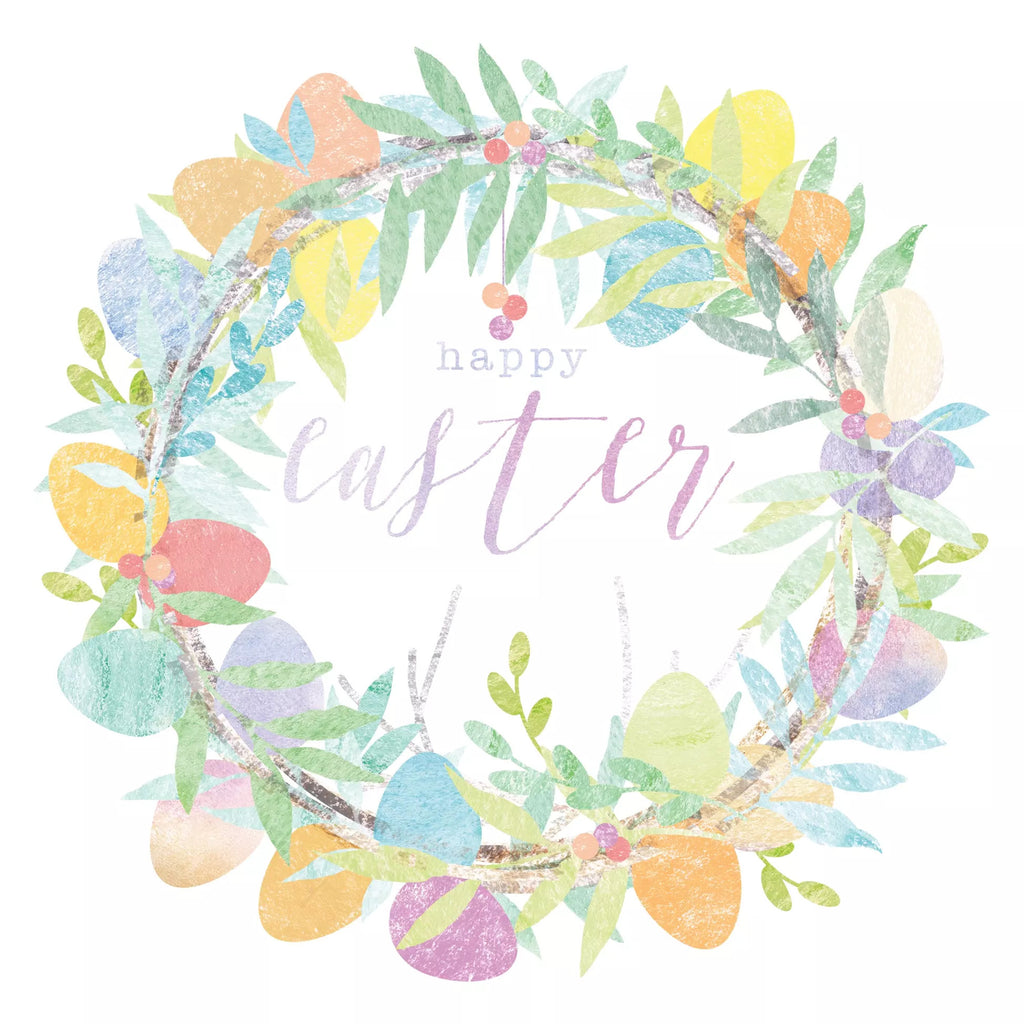 Multi color Floral Easter Wreath European Decoupage Paper Napkins of exceptional quality. 3 ply. Ideal Decoupage Paper for Collage, Scrapbooking, Mixed Media