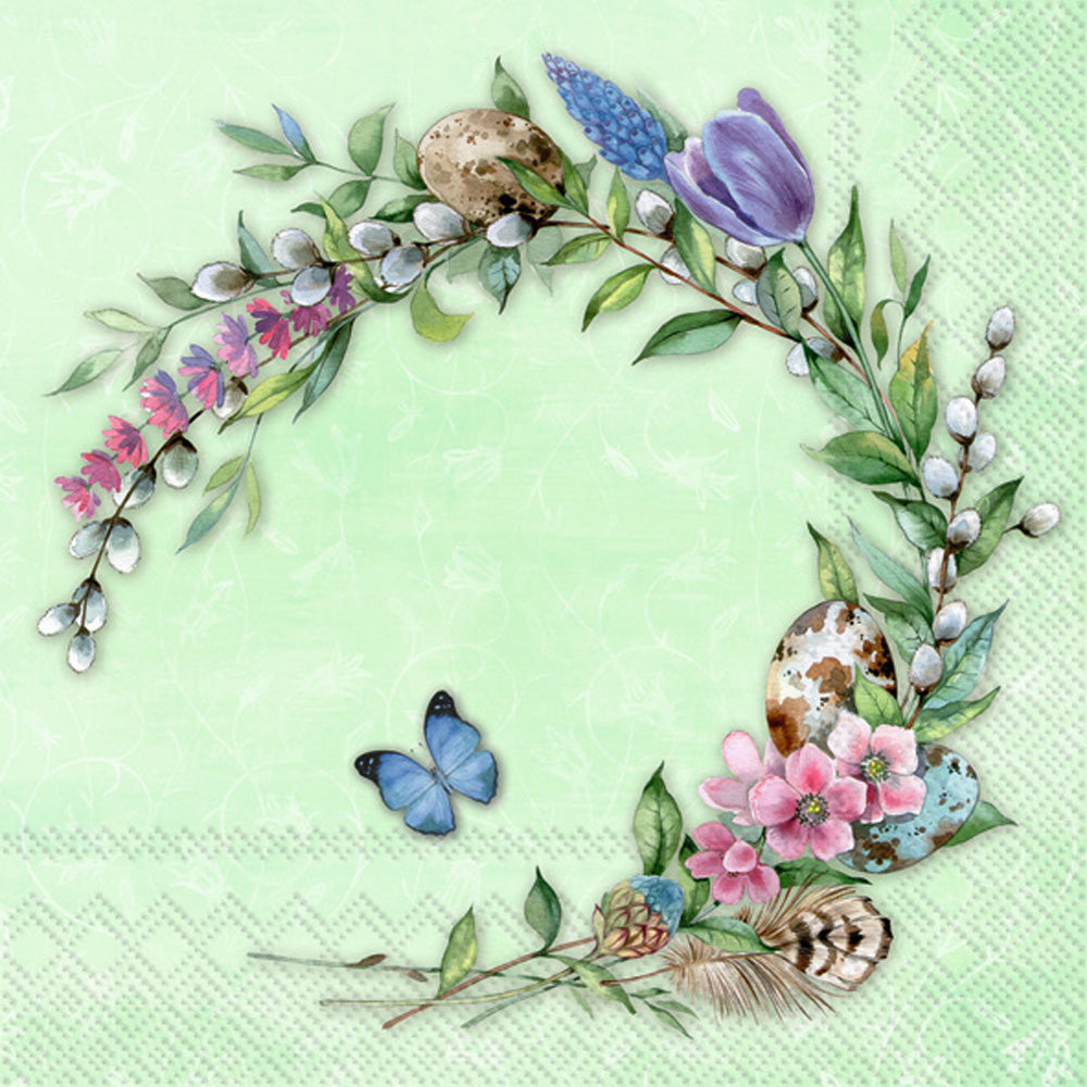 Floris Wreath mint European Decoupage Paper Napkins of exceptional quality. 3 ply. Ideal Decoupage Paper for Collage, Scrapbooking, Mixed Media