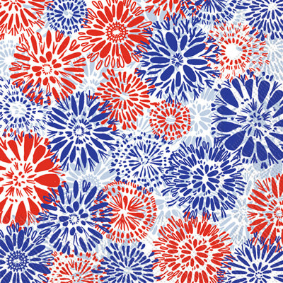 Red white and blue American July 4th Floral European Decoupage Craft Paper Napkins of exceptional quality. 3 ply. Ideal decorative craft paper
