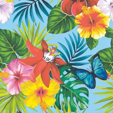 Tropical Floral on teal European Decoupage Craft Paper Napkins of exceptional quality. 3 ply. Ideal decorative craft paper Decoupage Paper for Collage