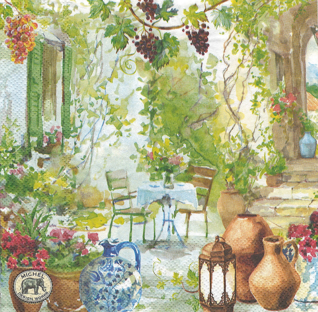 Tuscan Terrace. Colorful French garden European Decoupage Craft Paper Napkins of exceptional quality. 3 ply. Ideal decorative craft paper Decoupage Paper for Collage