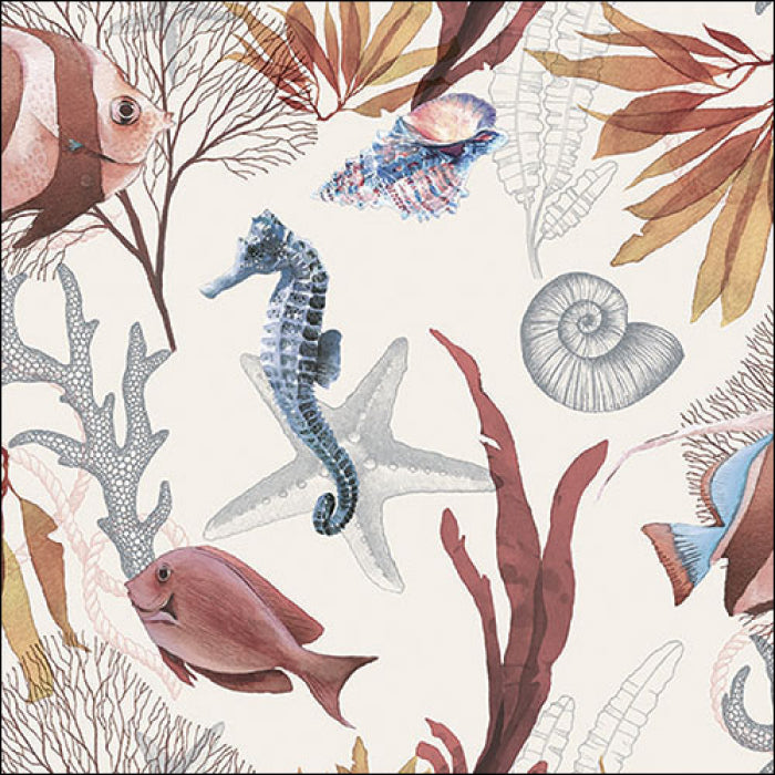 Blue and brown colors Seahorse Craft Paper Napkin for Decoupage, Scrapbooking, Collage