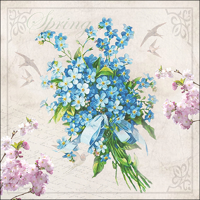 Laura blue floral Craft Paper Napkin for Decoupage, Scrapbook, Collage