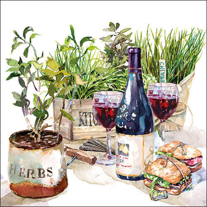 Wine and Herbs Craft Paper Napkin for Decoupage, Scrapbooking, Collage