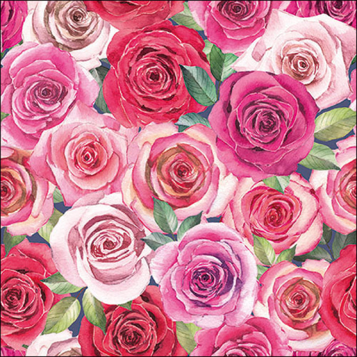 Dark and light pink Ariana floral Craft Paper Napkin for Decoupage, Scrapbooking, Collage