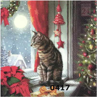 Beautiful Christmas Holiday Decoupage Napkin for Crafting, Scrapbooking, Journaling, Mixed Media