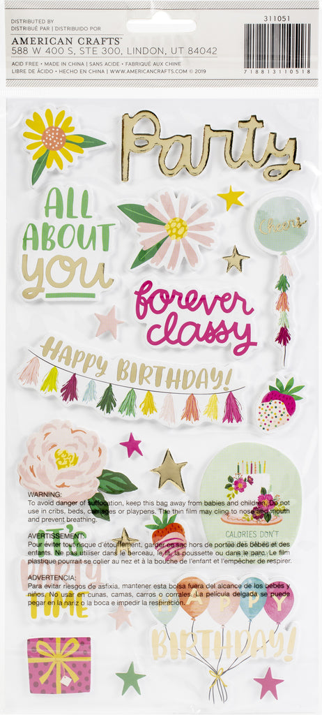 And Many More Thickers Stickers - Party Time These delightful stickers are the perfect finishing touch for any project! This package contains 42 foam stickers
