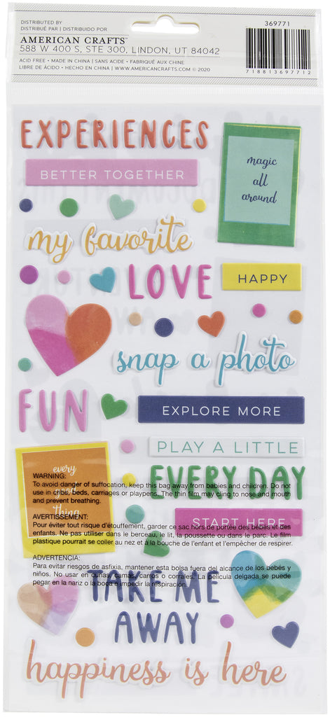 Paige Evans Thickers Stickers - Go the Scenic Route. Take your project to the next level with these American Craft fun stickers