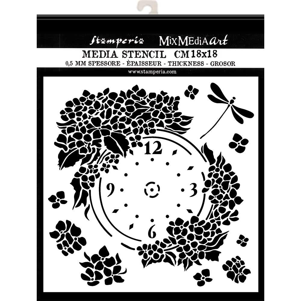 Stamperia Floral Clock plastic Stencil for Craft Projects
