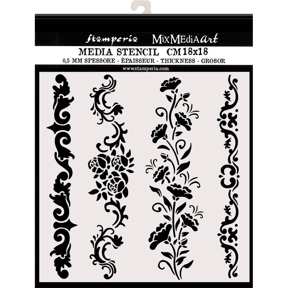 Stamperia Flower Borders plastic Stencil for Craft Projects