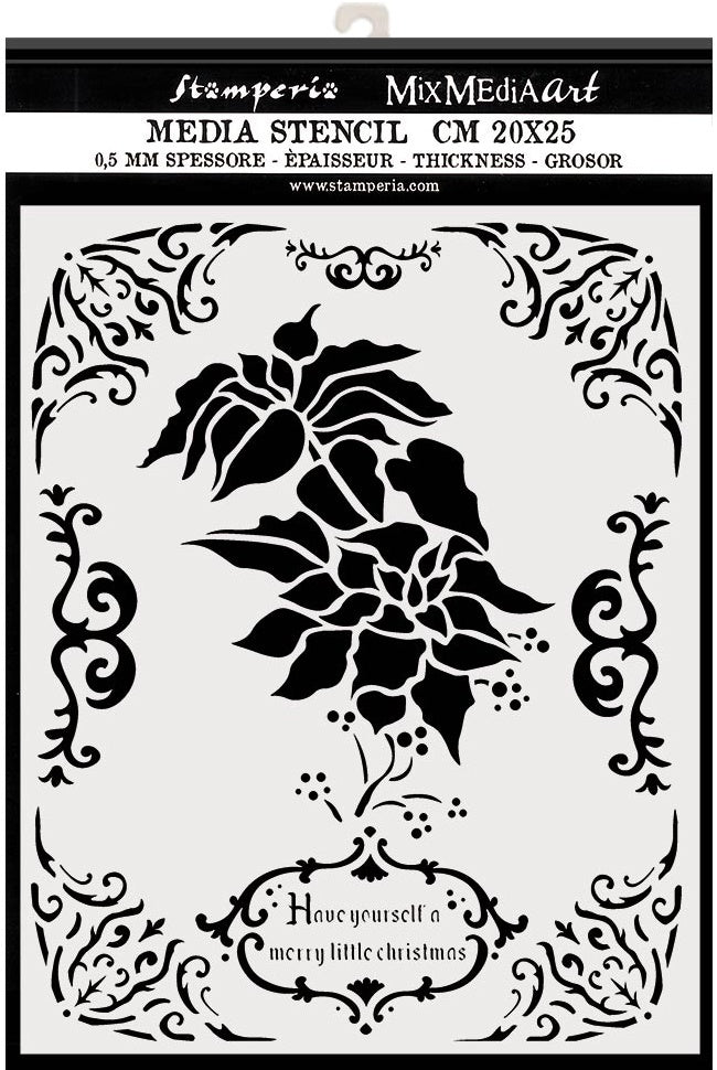 Stamperia Stencil 7.87X9.84-Poinsettia, Winter Tales