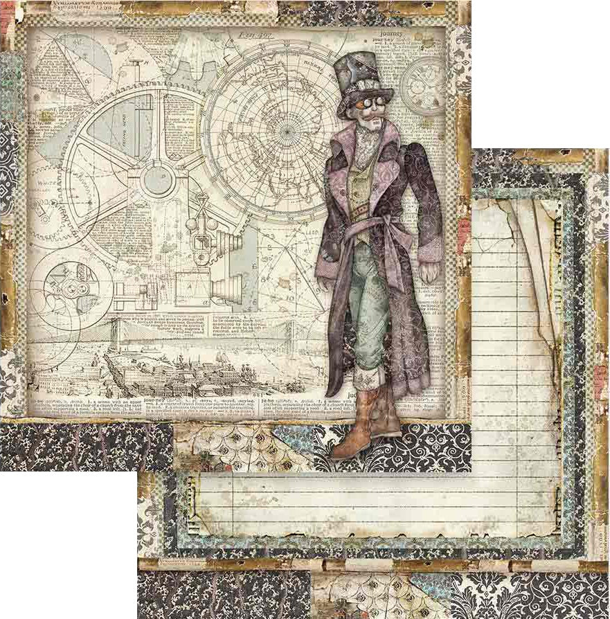 Stamperia Mini Scrapbooking Sir Vagabond Aviator SBBS63 - Papier Scrap 20,3x20,3 Cm Blanc