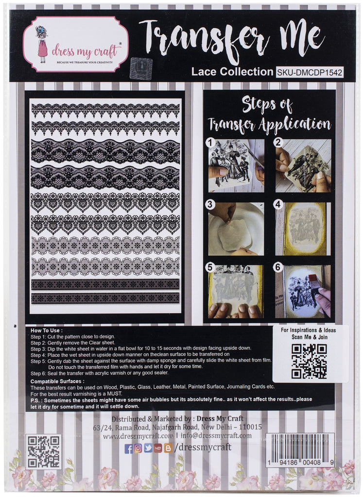 Shop Black Lace Dress My Craft Transfer Me Papers for Craft Projects. Incredibly beautiful. Vibrant and Crisp transfer image. Perfect for Furniture Upcycle, DIY projects, Craft projects, Mixed Media, Decoupage Art and more.