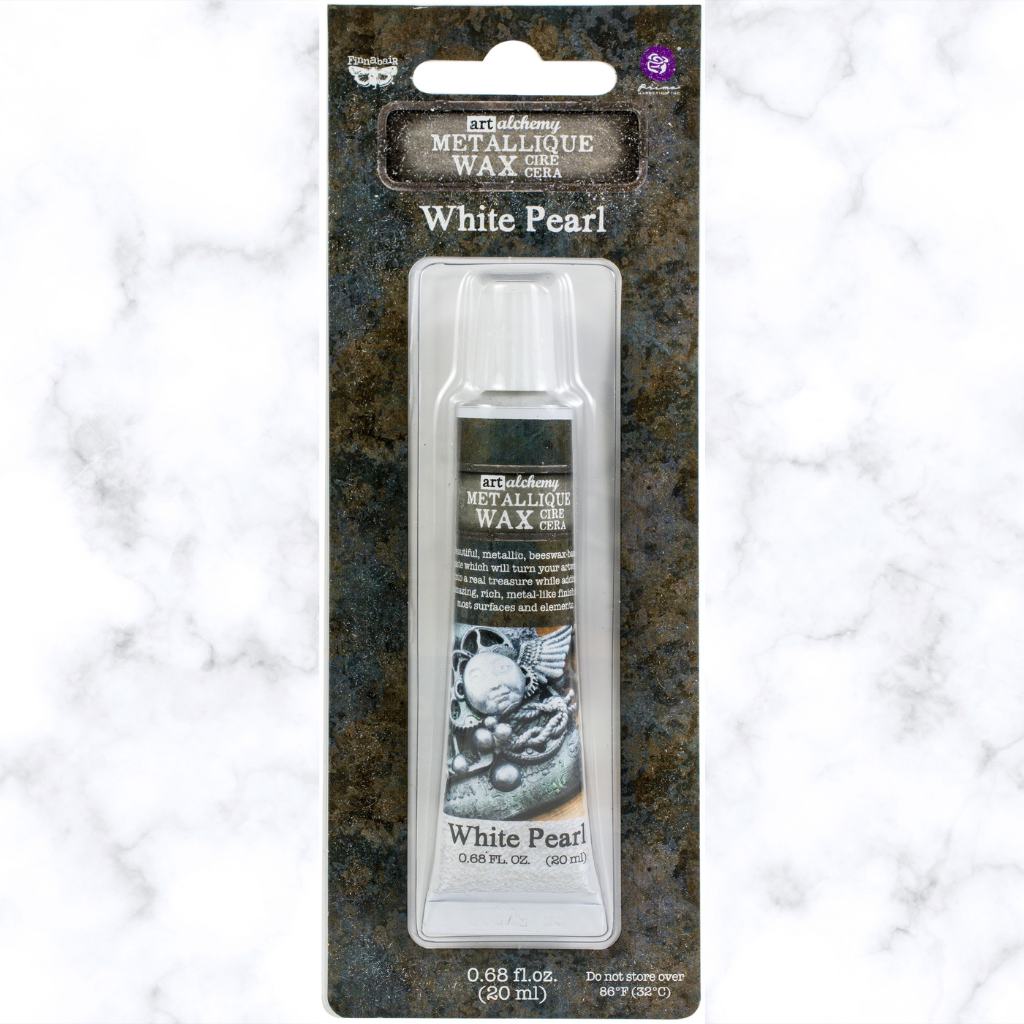 White Pearl Finnabair Art Alchemy Metallique Wax - 1 tube .68 oz (20 ml). This beautiful, metallic beeswax-based paste will turn your artwork into a real treasure