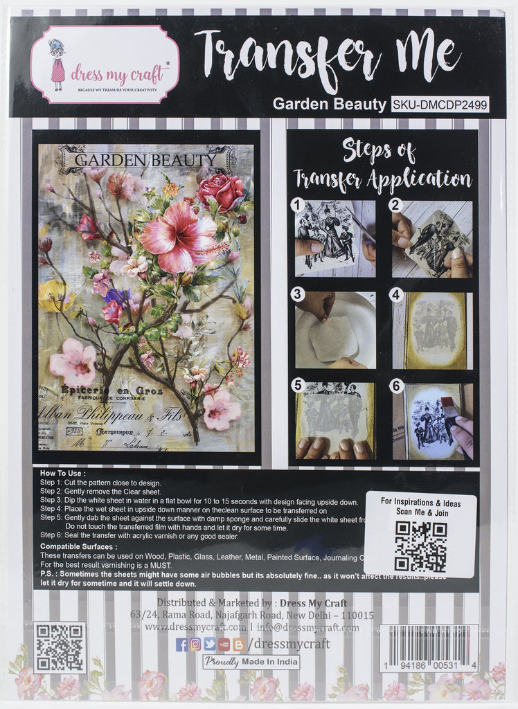 Shop Garden Beauty Pink Floral Dress My Craft Transfer Me Papers for Craft Projects. Incredibly beautiful. Vibrant and Crisp transfer image. Perfect for Furniture Upcycle, DIY projects, Craft projects, Mixed Media, Decoupage Art and more.