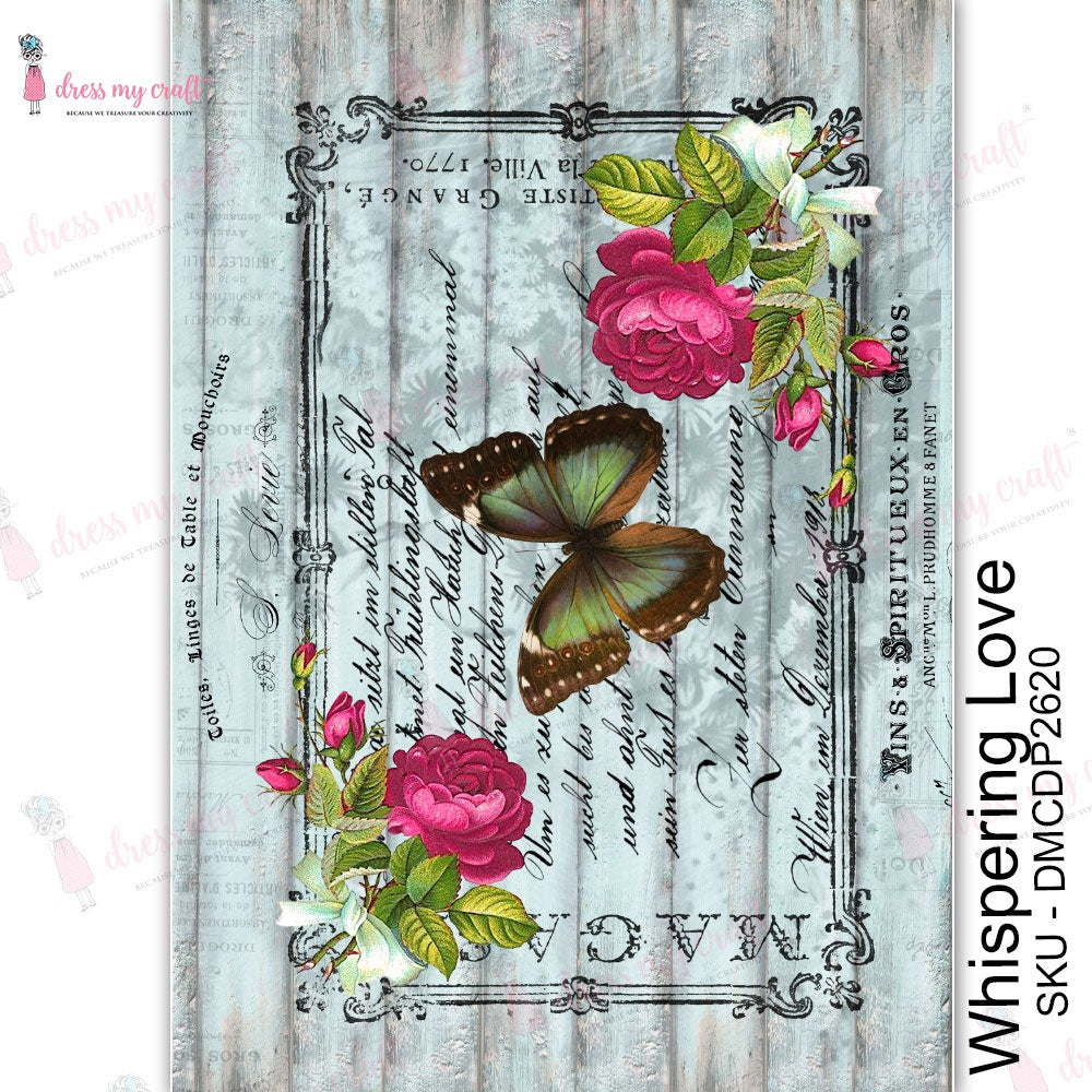 Shop Butterfly Floral Dress My Craft Transfer Me Papers for Craft Projects. Incredibly beautiful. Vibrant and Crisp transfer image. Perfect for Furniture Upcycle, DIY projects, Craft projects, Mixed Media, Decoupage Art and more.