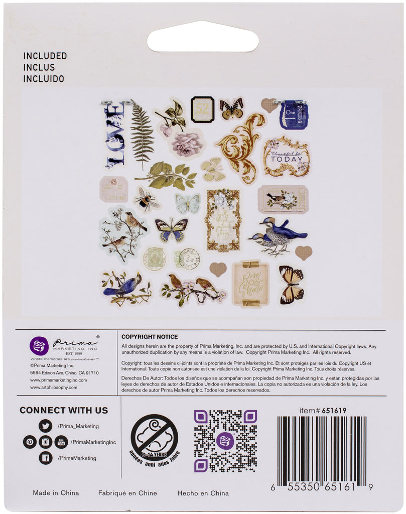 Prima Marketing brings you bits and pieces to decorate scrapbooking pages, greeting cards, mixed media projects and more. Featuring shapes, tags, words and foil accents