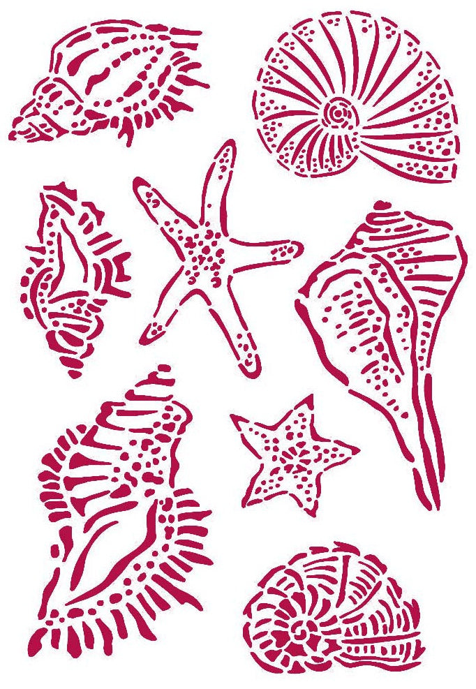 Stamperia Sea Dream Shells Stencils are made of flexible yet strong plastic material. Ideal for 3D effects and Mixed Media
