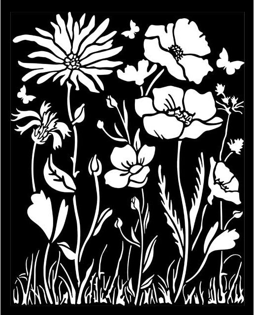Stamperia Stencil 7.87X9.84-Poppy & Flower, Atelier des Arts