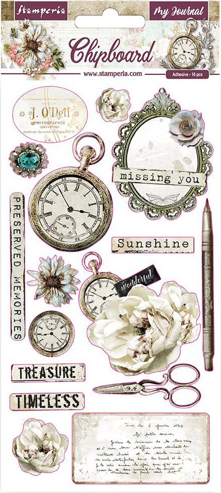 Stamperia Romantic Journal Chipboard Die Cuts have an adhesive backing. They feature beautiful collections designed by top European artists