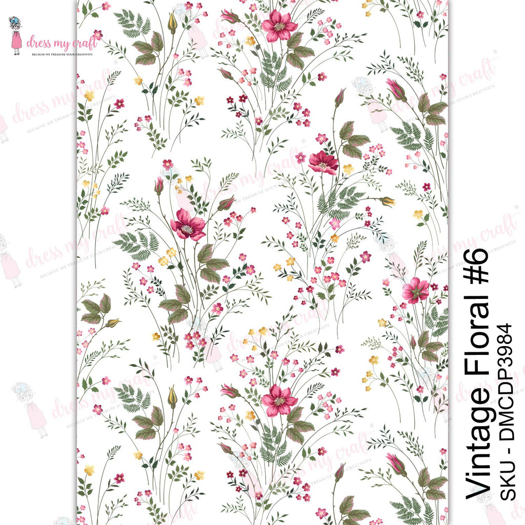 Shop Vintage Floral Dress My Craft Transfer Me Papers for Craft Projects. Incredibly beautiful. Vibrant and Crisp transfer image. Perfect for Furniture Upcycle, DIY projects, Craft projects, Mixed Media, Decoupage Art and more.