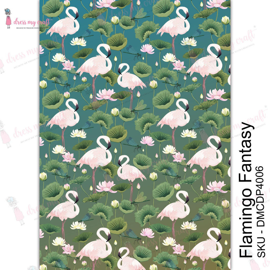 Shop Flamingo Dress My Craft Transfer Me Papers for Craft Projects. Incredibly beautiful. Vibrant and Crisp transfer image. Perfect for Furniture Upcycle, DIY projects, Craft projects, Mixed Media, Decoupage Art and more.