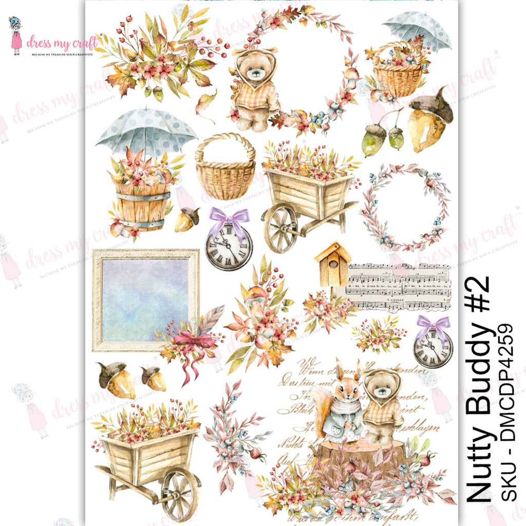 Shop Nutty Buddy Dress My Craft Transfer Me Papers for Craft Projects. Incredibly beautiful. Vibrant and Crisp transfer image. Perfect for Furniture Upcycle, DIY projects, Craft projects, Mixed Media, Decoupage Art and more.