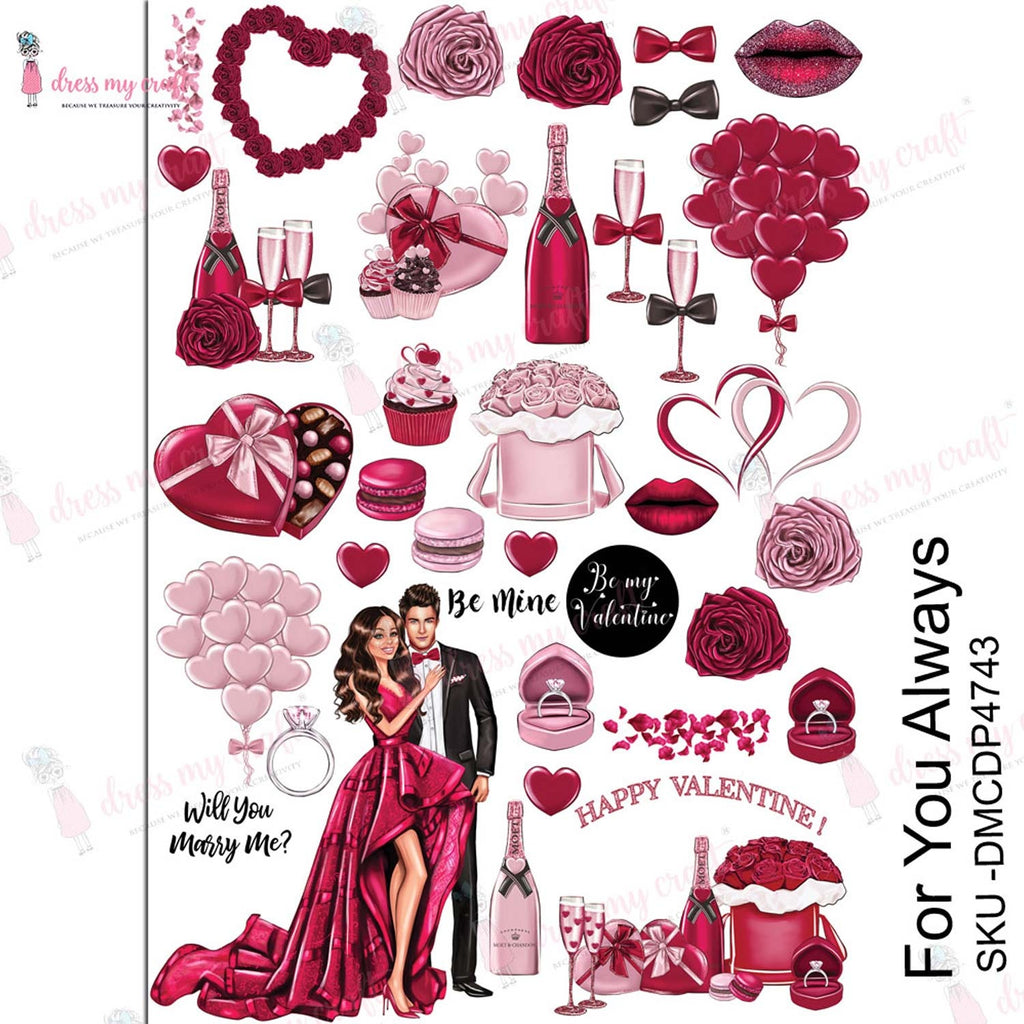 Shop Valentines Dress My Craft Transfer Me Papers for Craft Projects. Incredibly beautiful. Vibrant and Crisp transfer image. Perfect for Furniture Upcycle, DIY projects, Craft projects, Mixed Media, Decoupage Art and more.