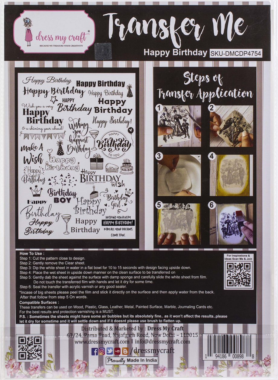 Shop Birthday Dress My Craft Transfer Me Papers for DIY Craft Projects –  Decoupage Napkins.Com
