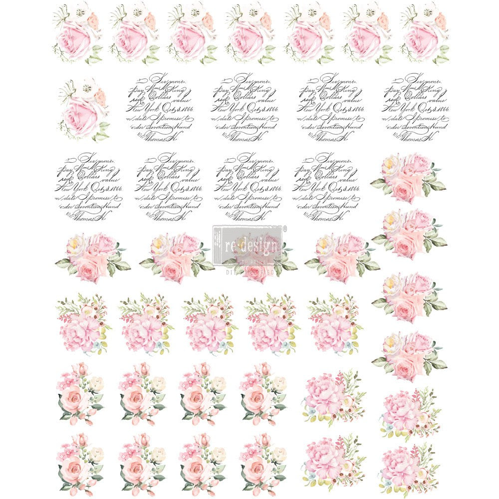 ReDesign with Prima pink May Flowers Knob Transfers are easy to use rub-on transfers for Furniture and Mixed Media uses. Simply peel, rub-on and transfer.