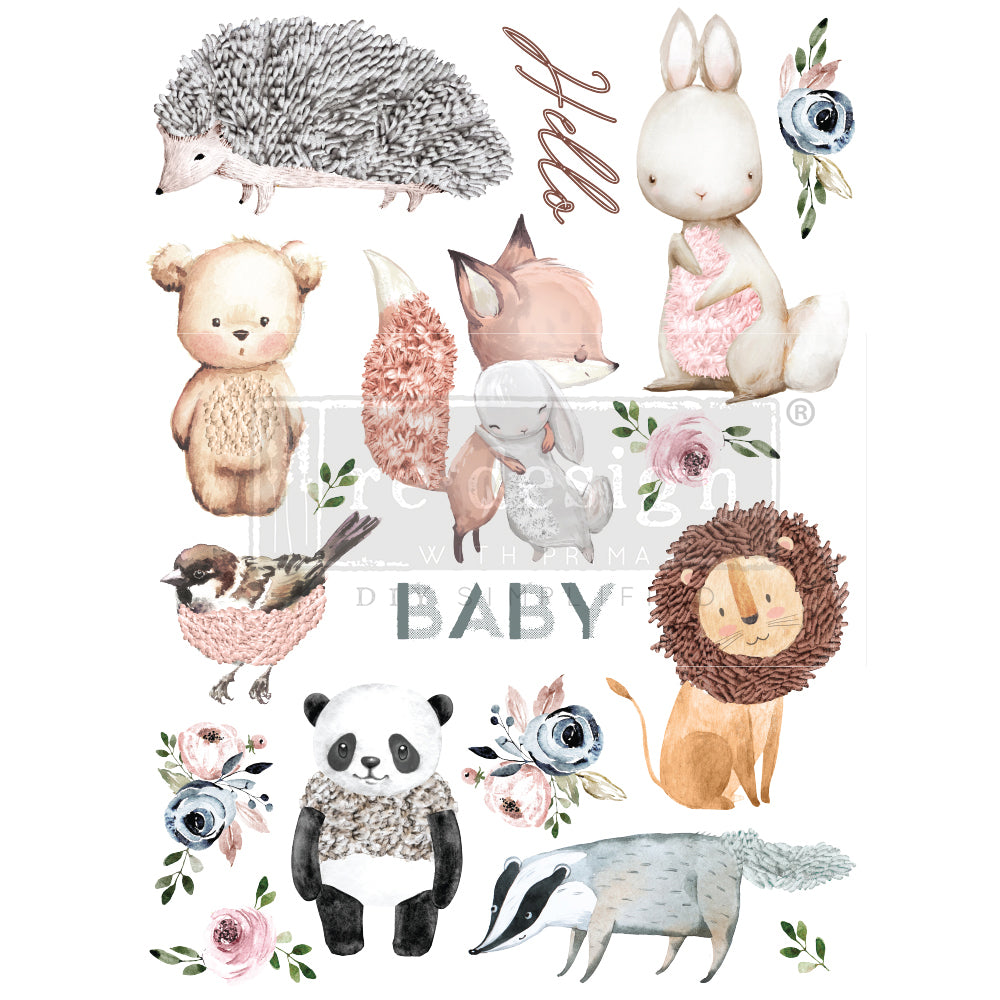 Shop Hello Baby Animals & Floral ReDesign with Prima Rub on Transfer