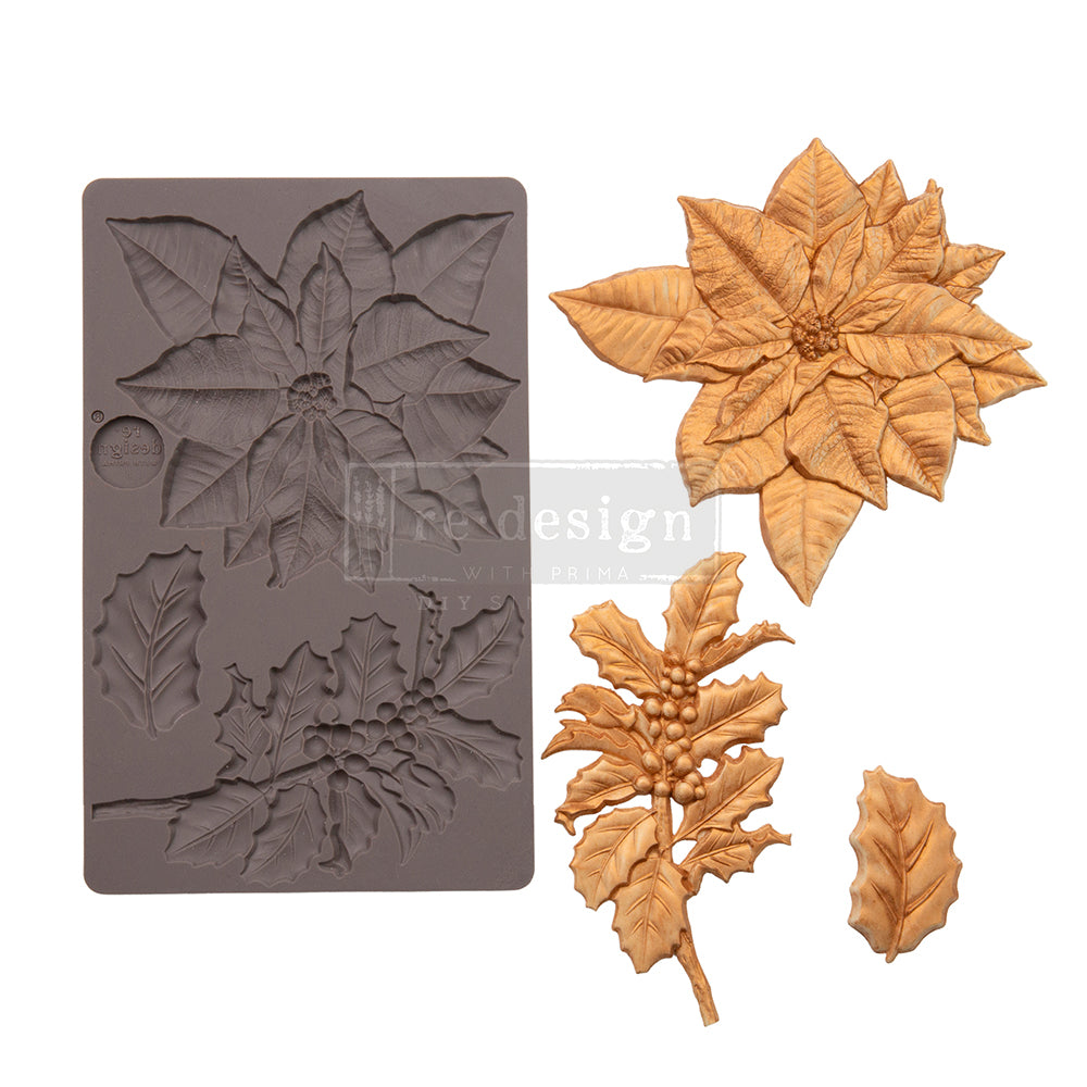 ReDesign with Prima - Decor Mold 5x8 Pattern: Perfect Poinsettia. Heat resistant and food safe. Breathe new life into your furniture, frames, plaques, boxes, scrapbooks, journals