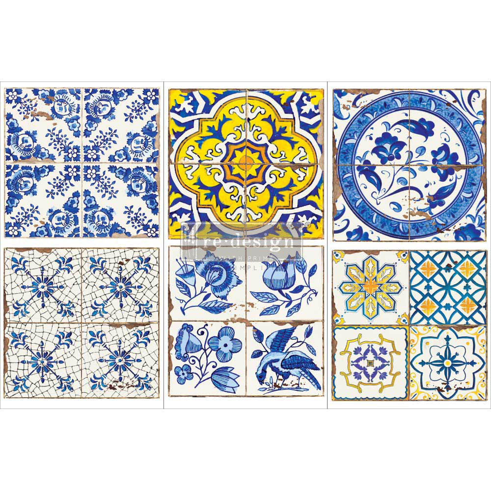 ReDesign with Prima Casa Tiles Decor Transfers® are easy to use rub-on transfers for Furniture and Mixed Media uses. Simply peel, rub-on and transfer
