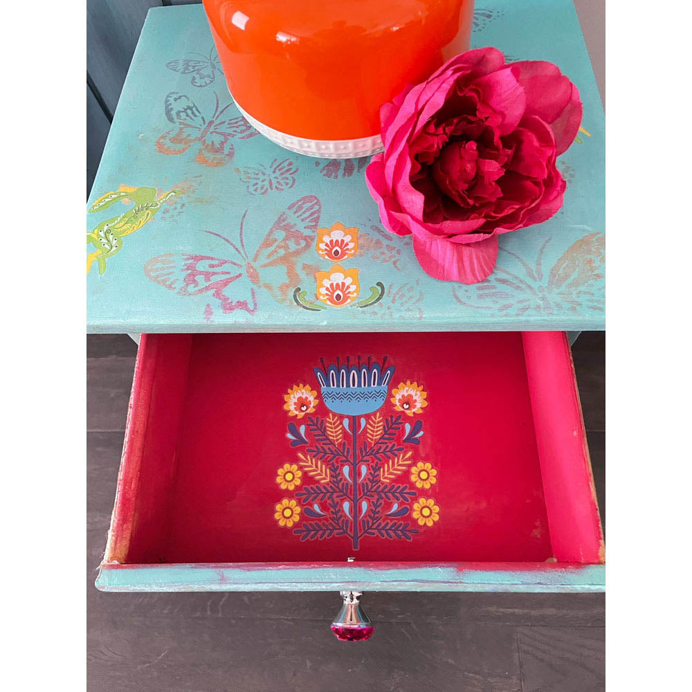 ReDesign with Prima Floral Polish Decor Transfers® are easy to use rub-on transfers for Furniture and Mixed Media uses. Simply peel, rub-on and transfer