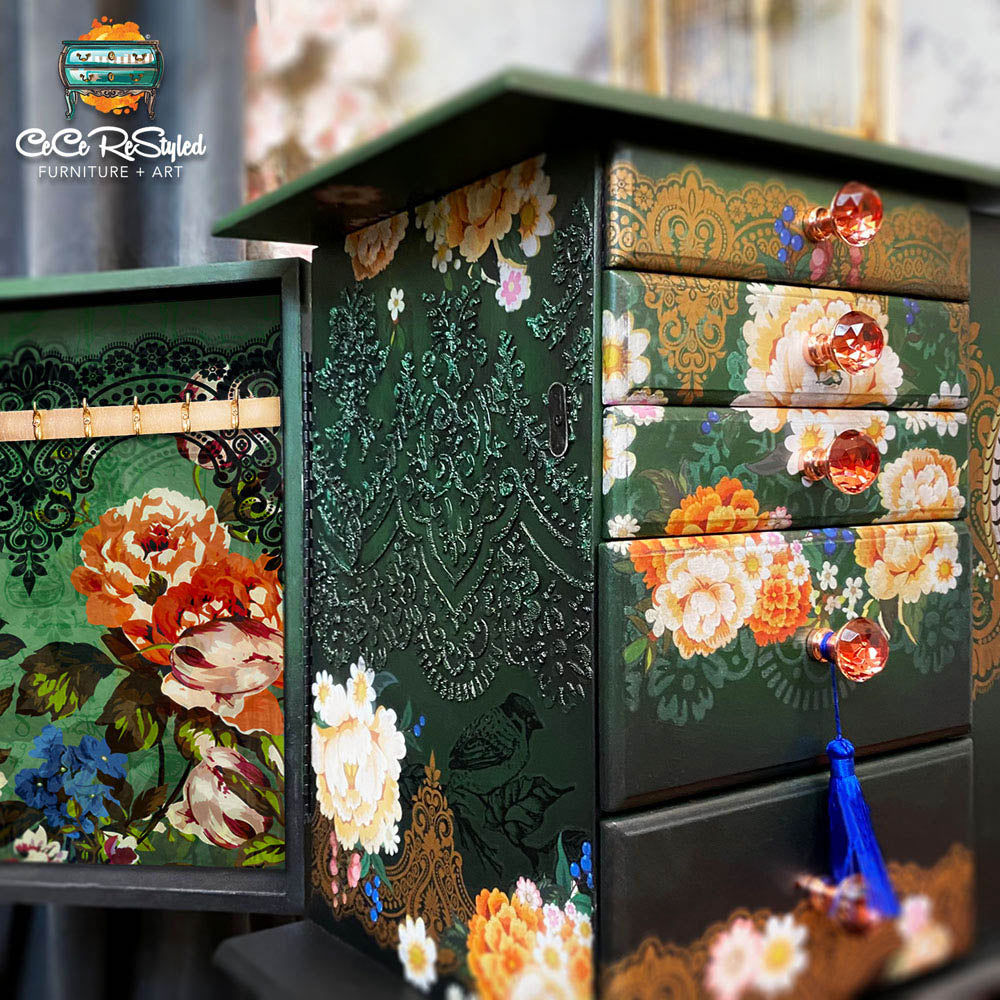 ReDesign with Prima Cece Pheasants & Peonies Decor Transfers® are easy to use rub-on transfers for Furniture and Mixed Media uses. Simply peel, rub-on and transfer